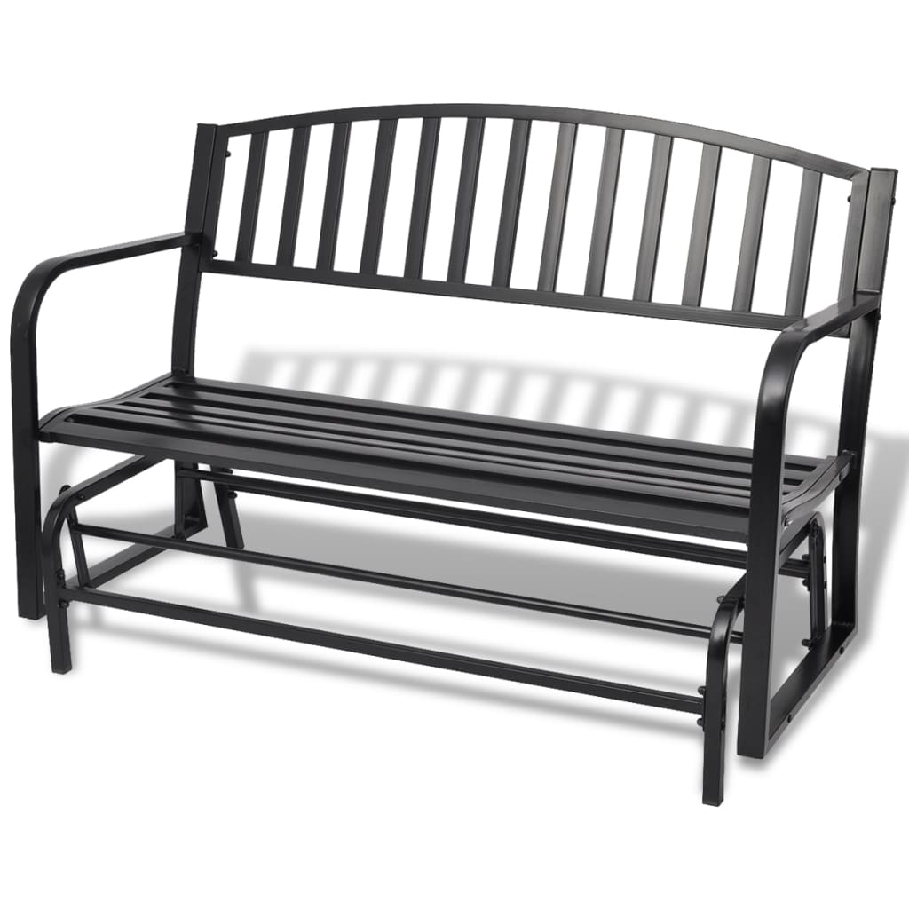 Balancelle de Jardin Confortable en Acier Noir - 2 Places