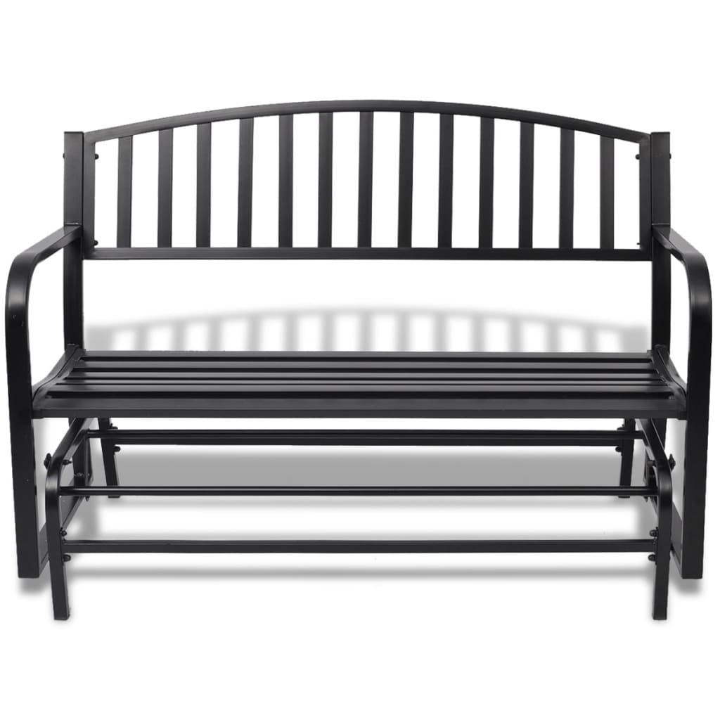 Balancelle de Jardin Confortable en Acier Noir - 2 Places