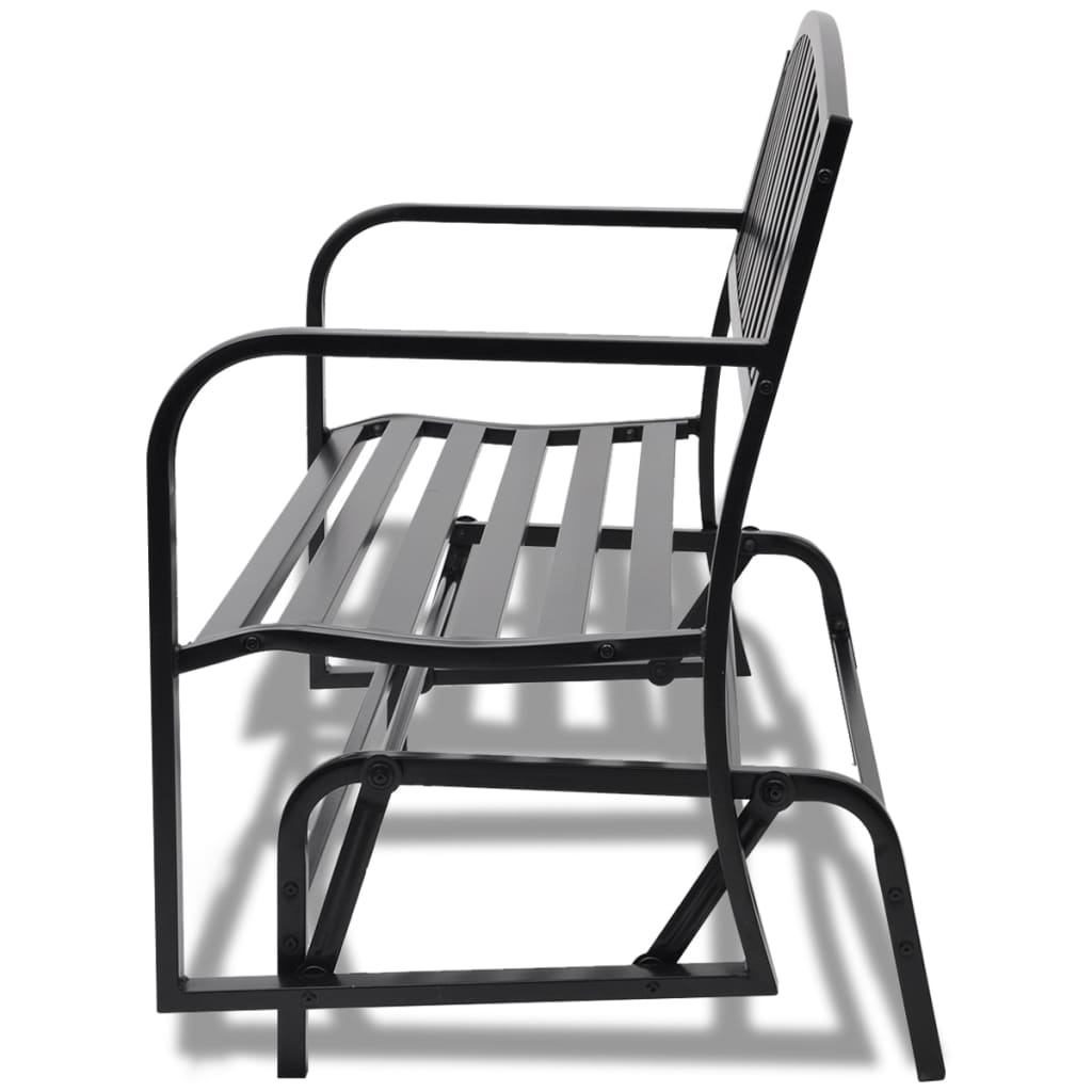 Balancelle de Jardin Confortable en Acier Noir - 2 Places