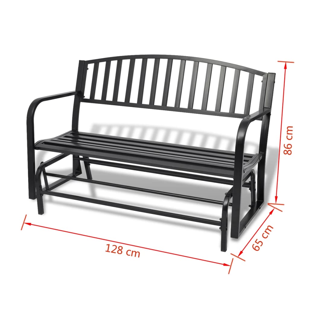 Balancelle de Jardin Confortable en Acier Noir - 2 Places