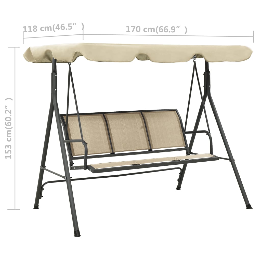 Balancelle de Jardin Confortable avec Canopée et Assise Douce