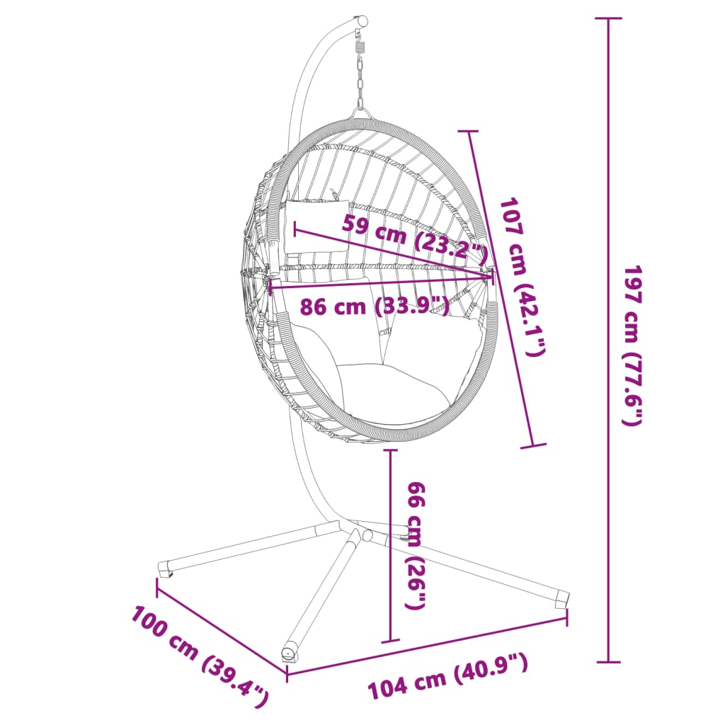 Fauteuil Oeuf Suspendu Confort Pivotant avec Pied